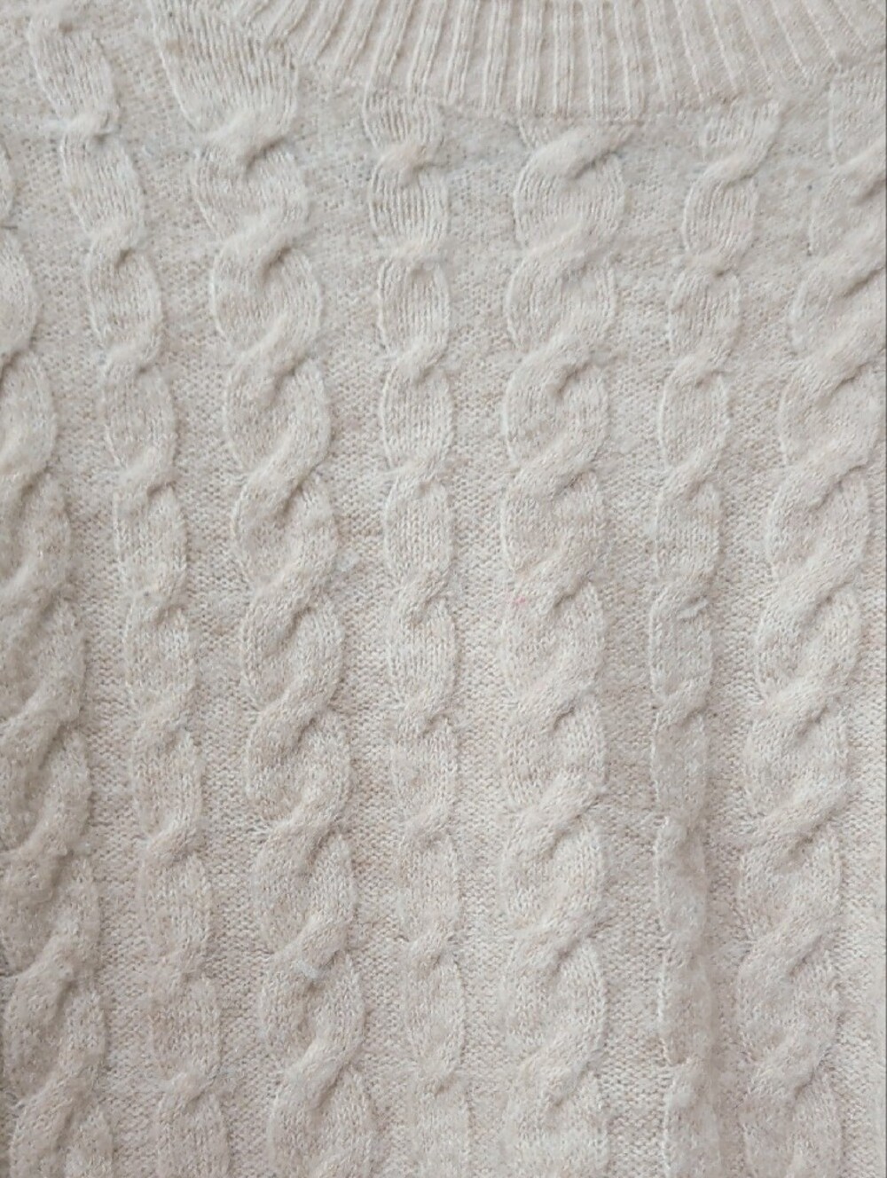 Zara Beige Cable-Knit Crewneck Sweater - Picture 4 of 6